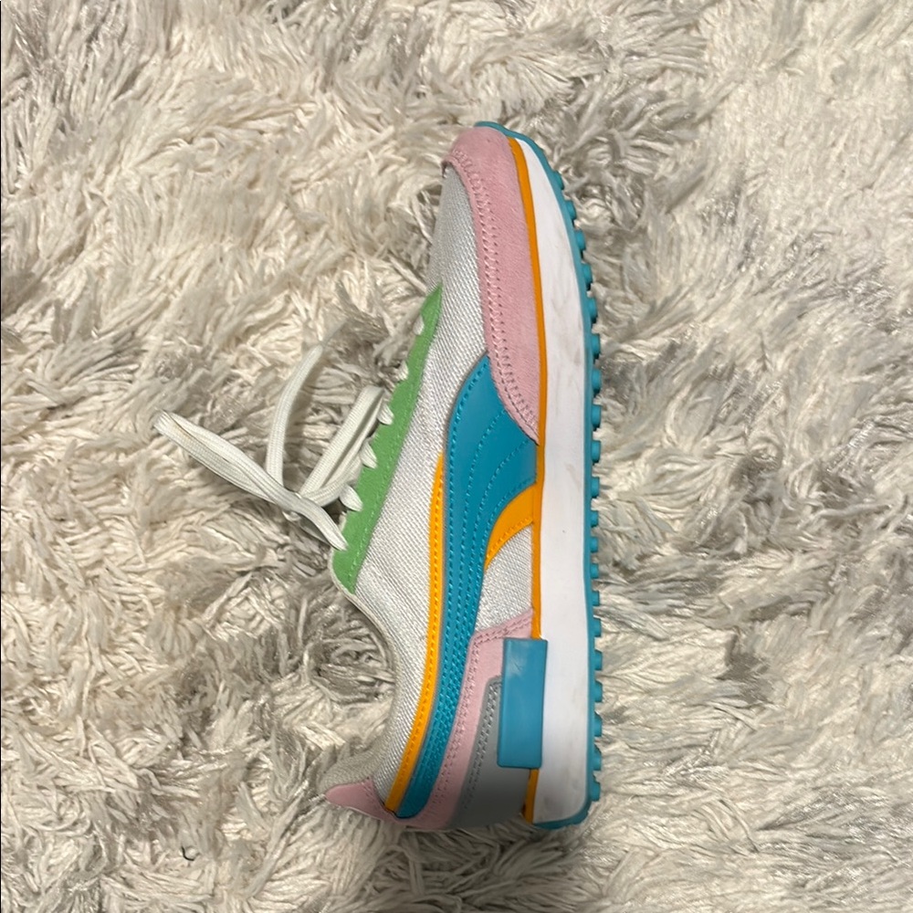Women Puma Future Rider Double ST Casual Shoes White Blue Pink Green Sz 7.5